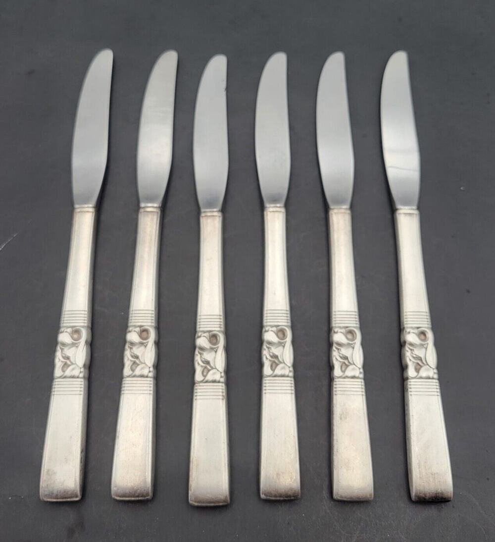 Community Morning Star Dinner Knives set of 6 Silver Plate Vintage